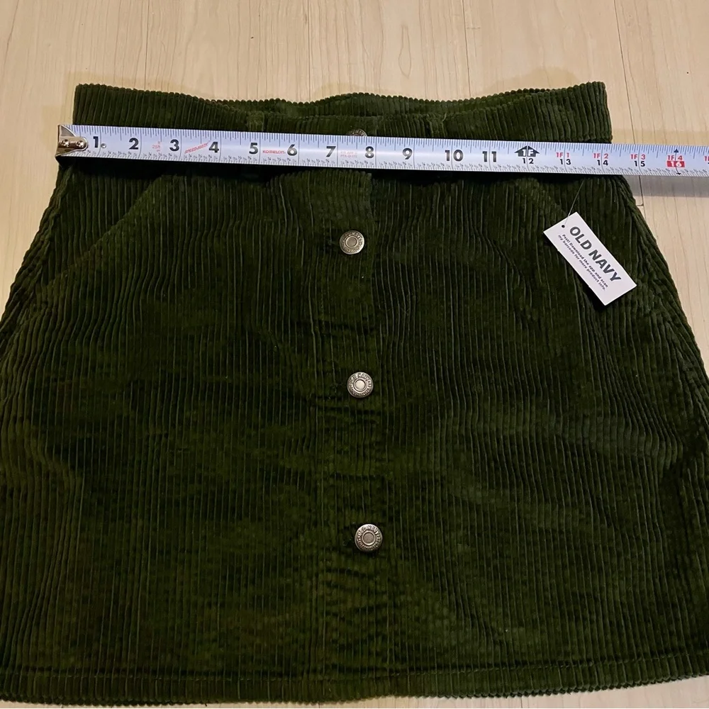 NWT Old Navy Corduroy Button-Front Mini Skirt in Dark Green Girls Size L(14 -16)